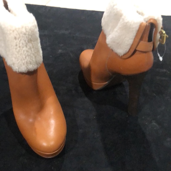 Coach shearling ankle leather boots NWT - Picture 3 of 13